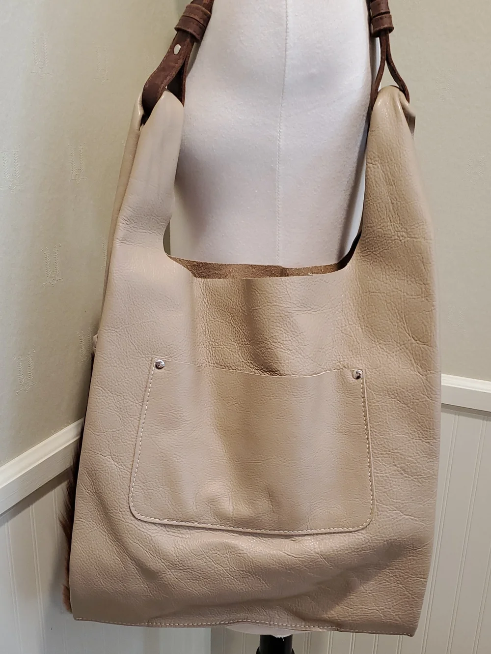 FSP Collection Cassey Braided Springbok Shoulder Tote